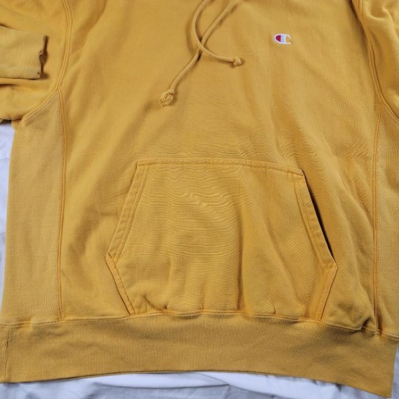 Champion Reverse Weave Mens XL Yellow Pullover Sweater Outdoors Winter Warm - Picture 7 of 11